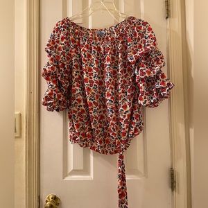 Cece colorful ruffle blouse